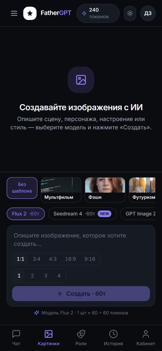Студия картинок FatherGPT: генерация изображений